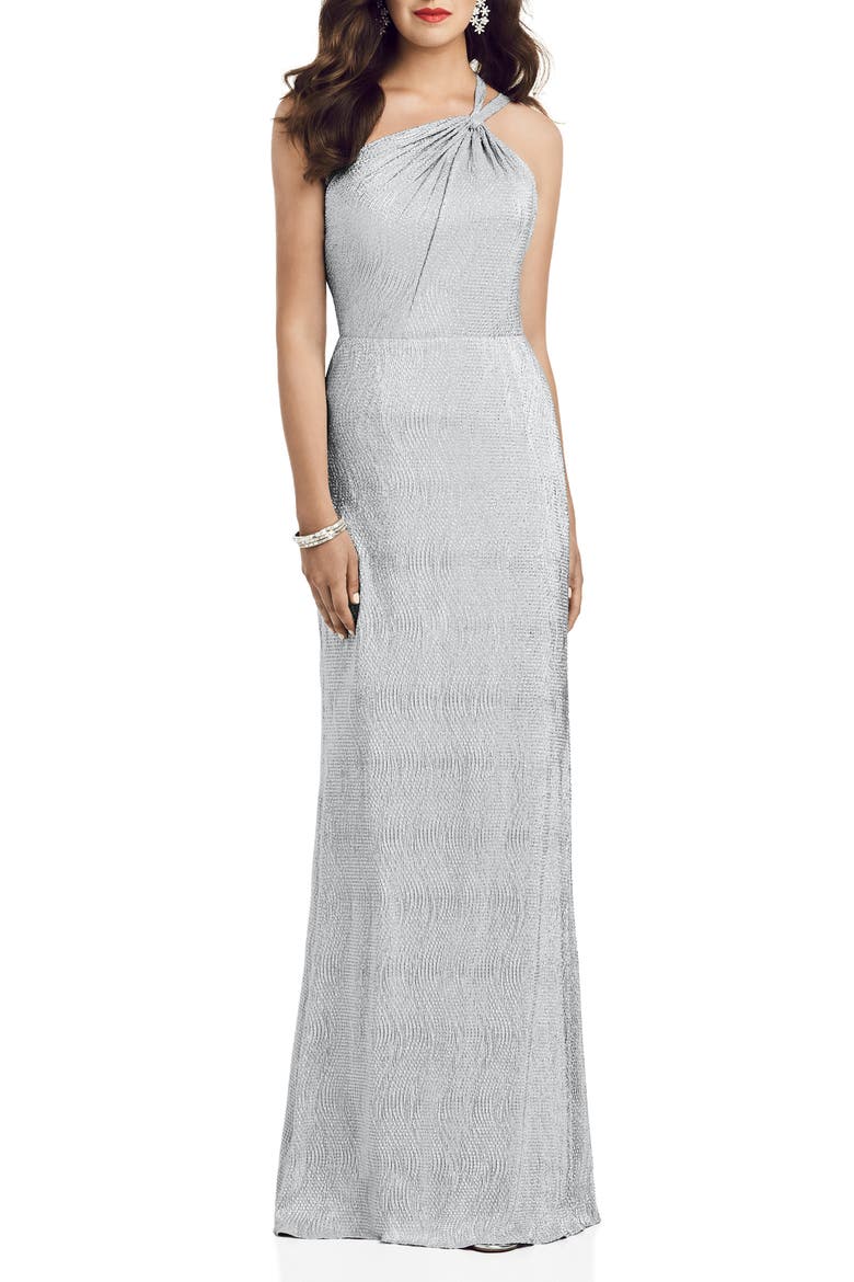 Soho Metallic One-Shoulder Gown, Main, color, SILVER
