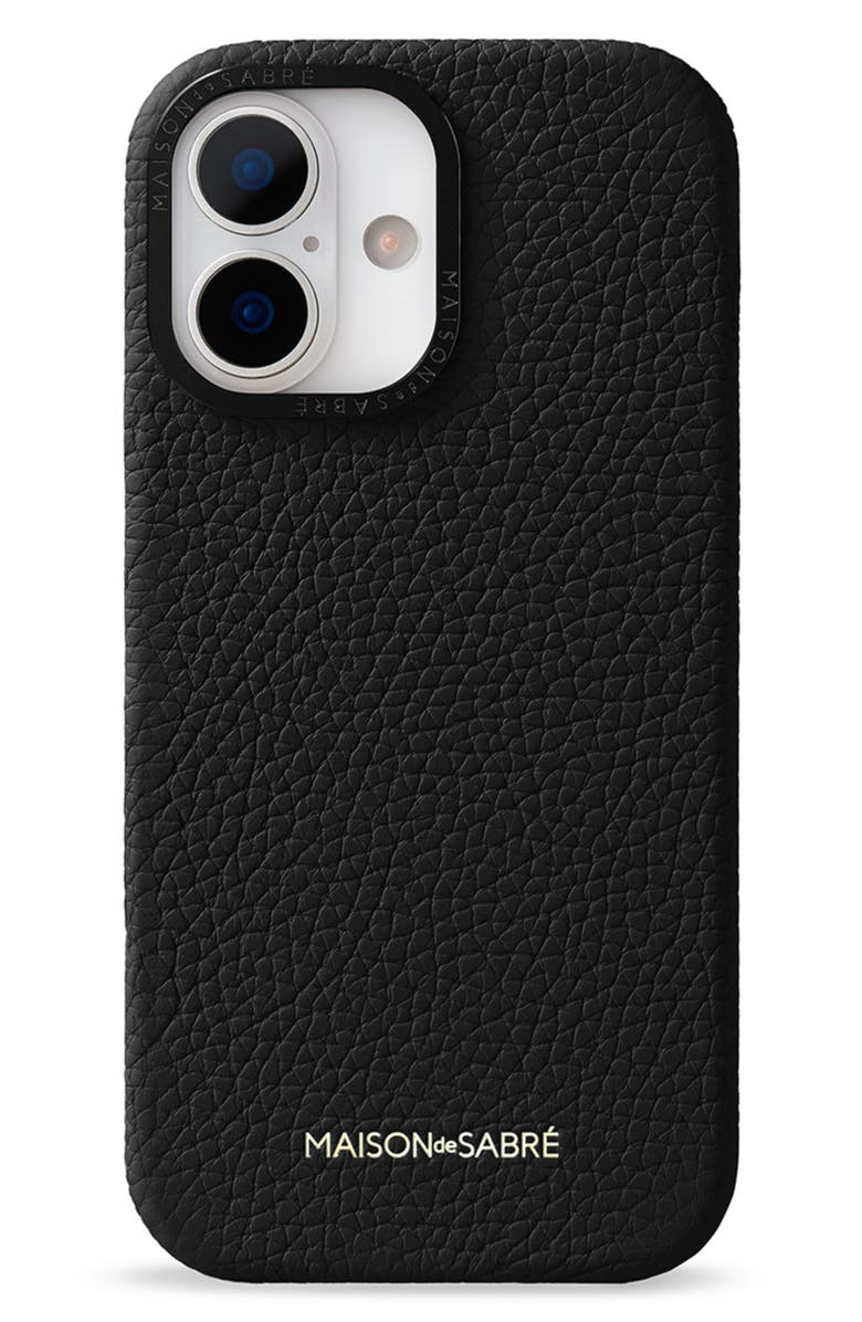 MAISON de SABRÉ Leather Phone Case, Main, color, Black Caviar