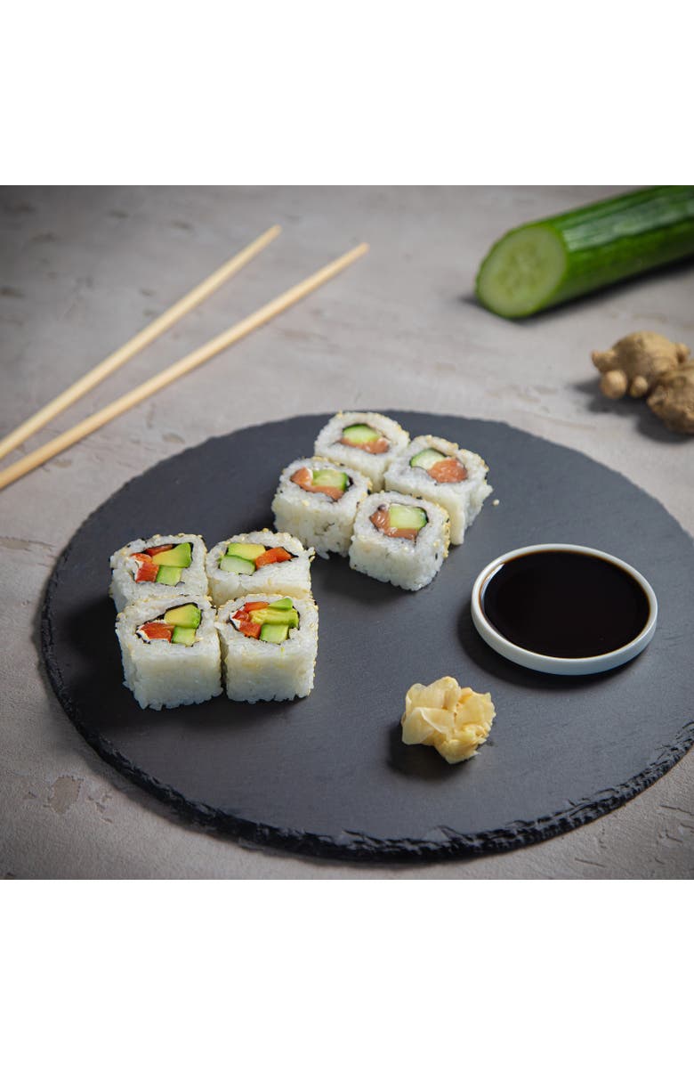 CILIO Slate Serving Board for Cheese and Appetizers, Round, 11.8-Inch, Alternate, color, Black