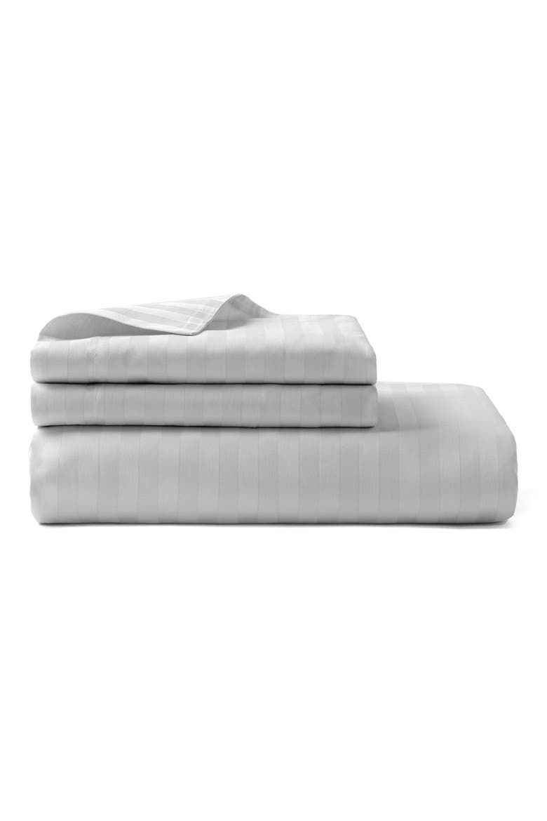 Stripe Sateen Duvet Cover & Sham Set, Main, color, GREY