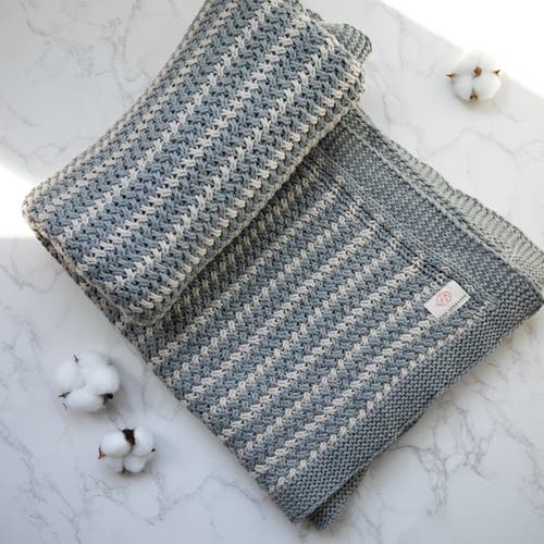 Pink Lemonade Tara Organic Cotton Throw Blanket In Gray
