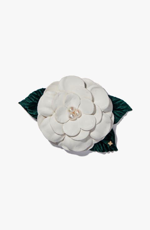 The Small White Gardenia Floral Brooch