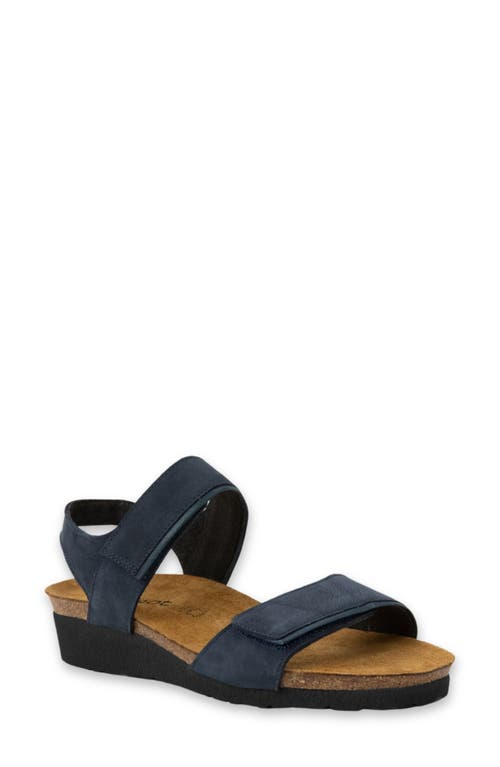 Naot Aisha Wedge Sandal In Navy Velvet Nubuck/soft Ink
