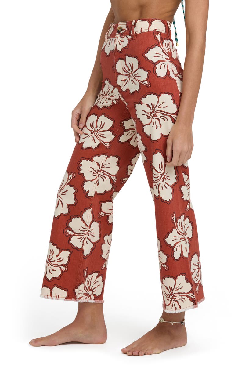 Billabong Free fall Print Wide Leg Twill Pants, Alternate, color, Sedona