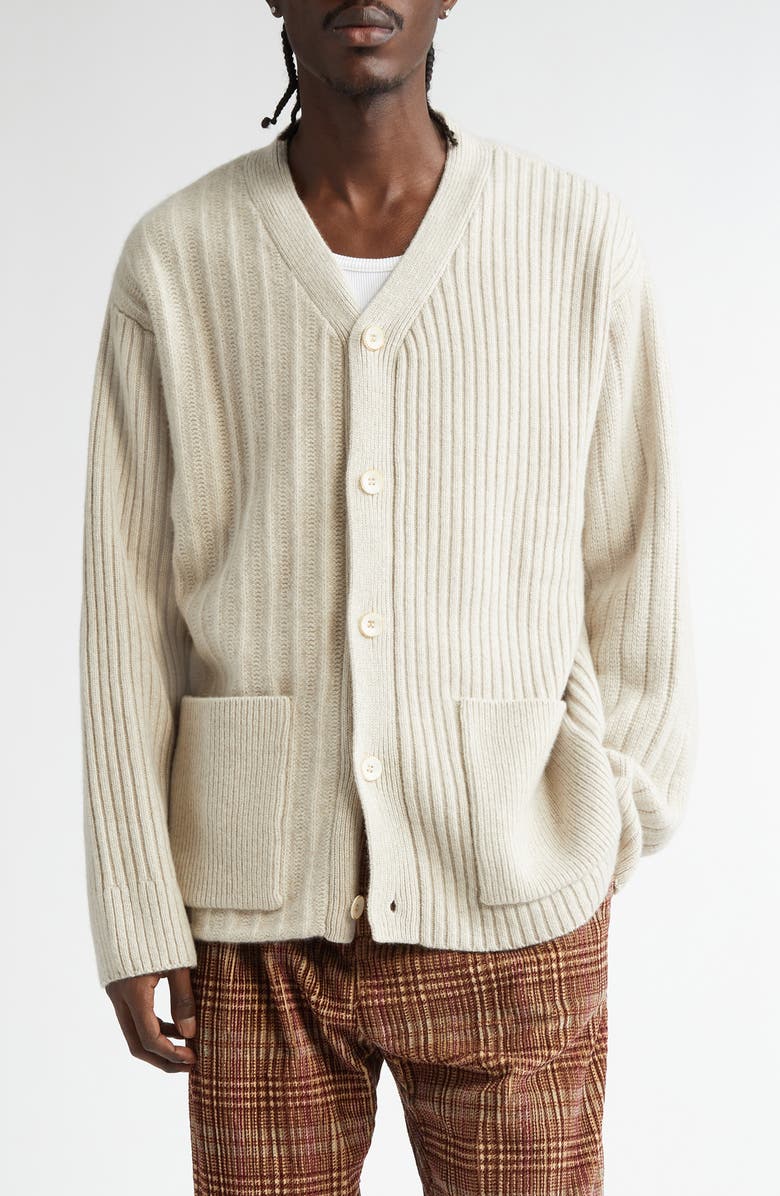 The Elder Statesman Cashmere Mixed Rib Cigar Cardigan, Main, color,