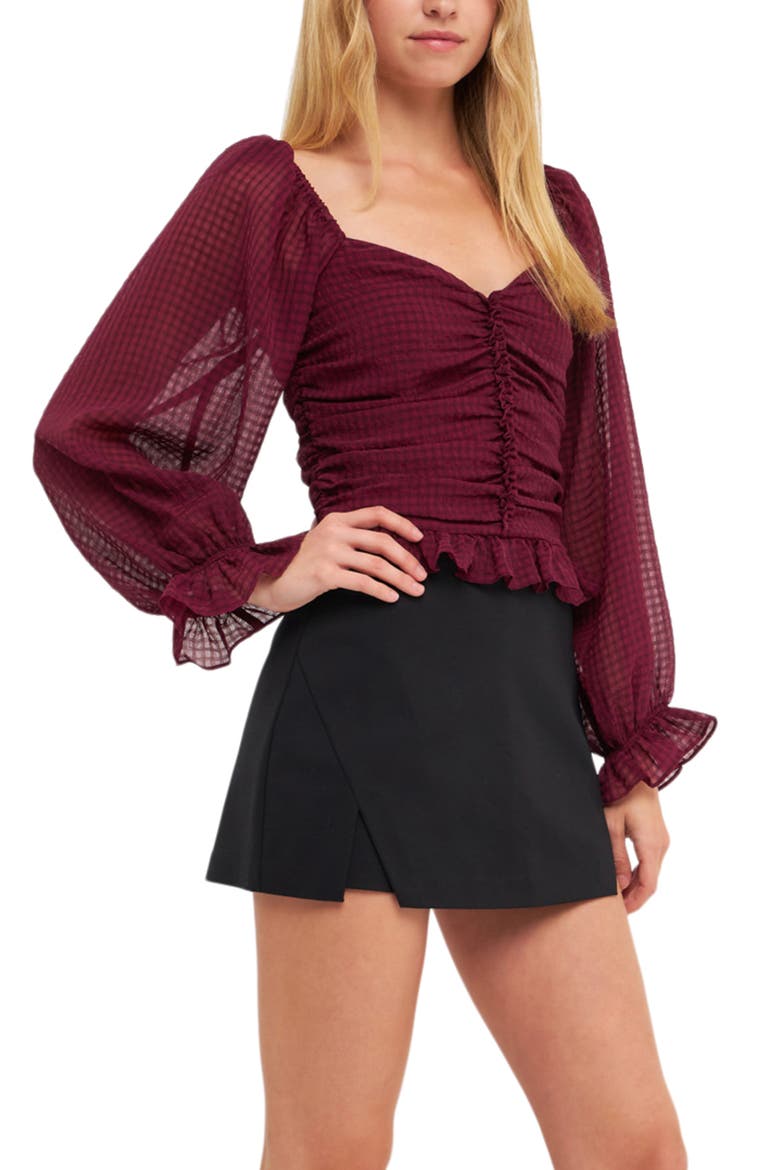 Ruched Chiffon Top, Alternate, color, VIOLET