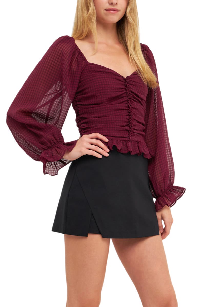 Endless Rose Ruched Chiffon Top, Alternate, color, Violet