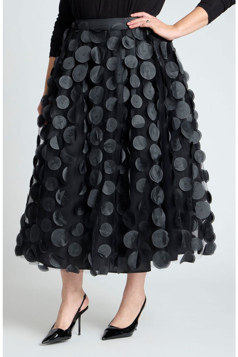 Dimensional Dot Tulle Maxi Skirt, Main, color, BLACK ONYX