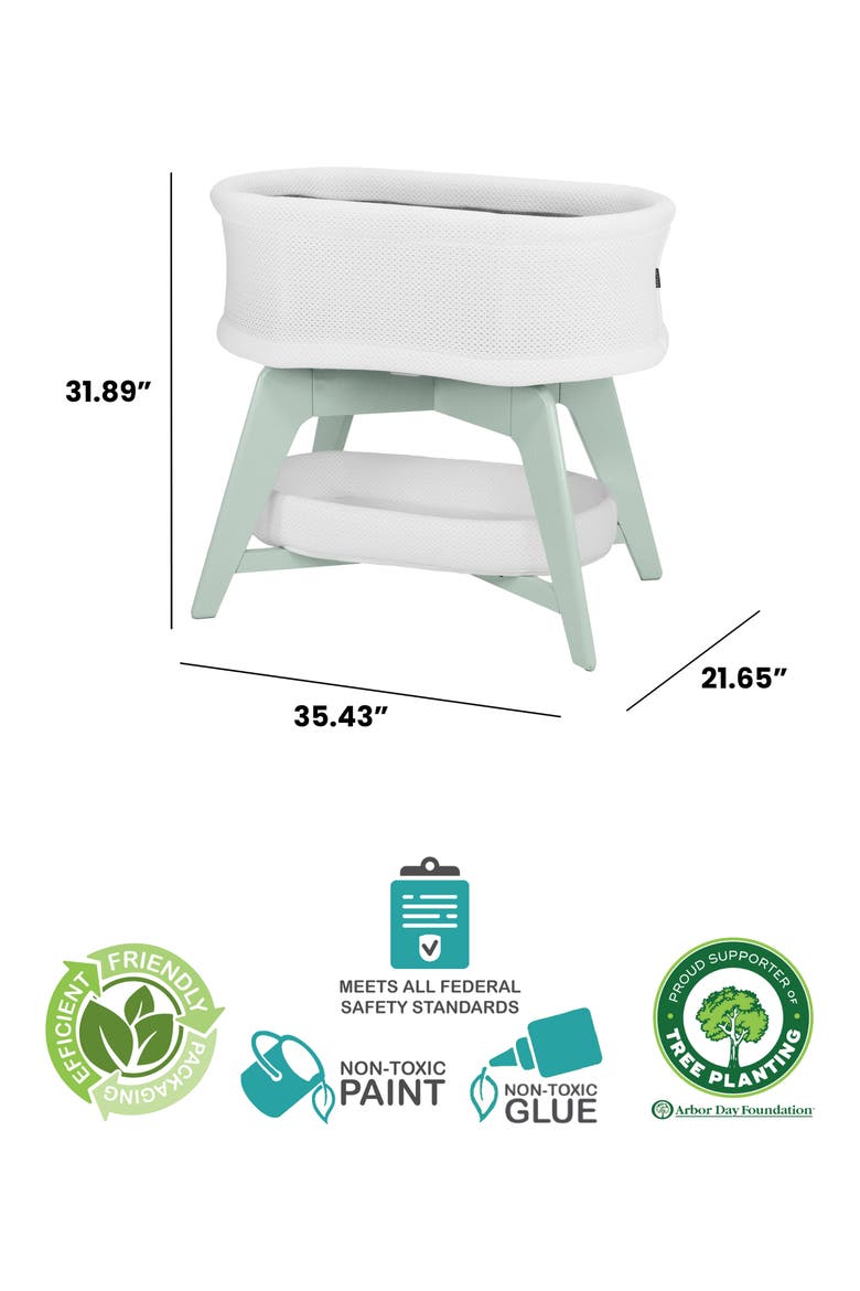 TrüBliss™ Evi Smart Bassinet, Alternate, color, WHITE ON MINT