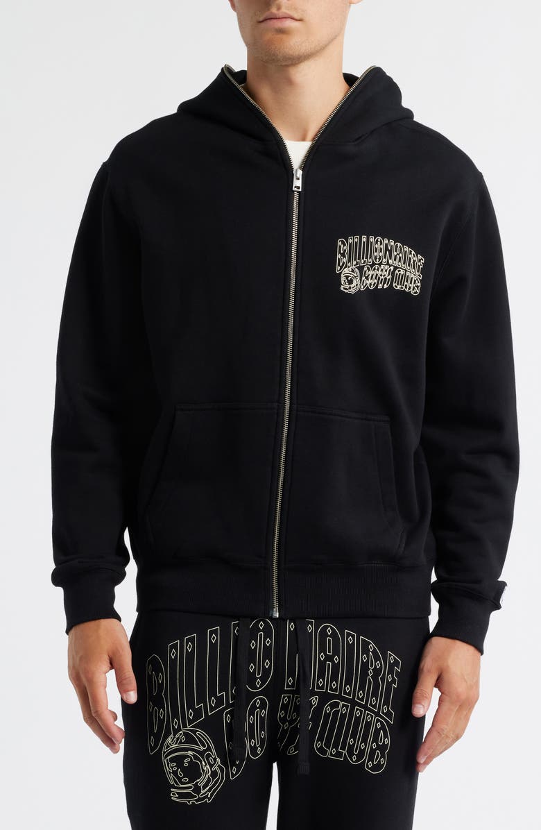 Billionaire Boys Club Small Curve Graphic Zip Hoodie, Alternate, color, Black