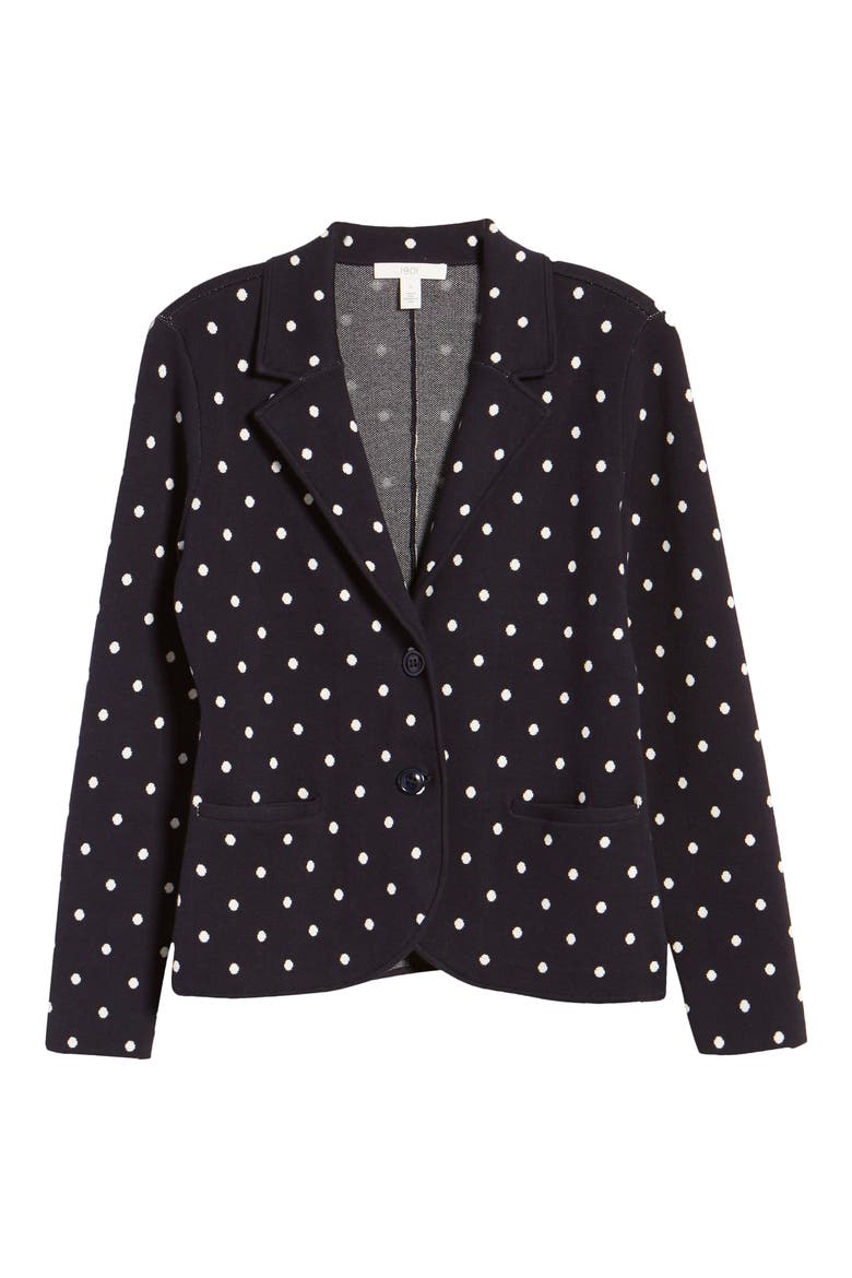 Sweater Blazer, Alternate, color, IVORY- NAVY DOT