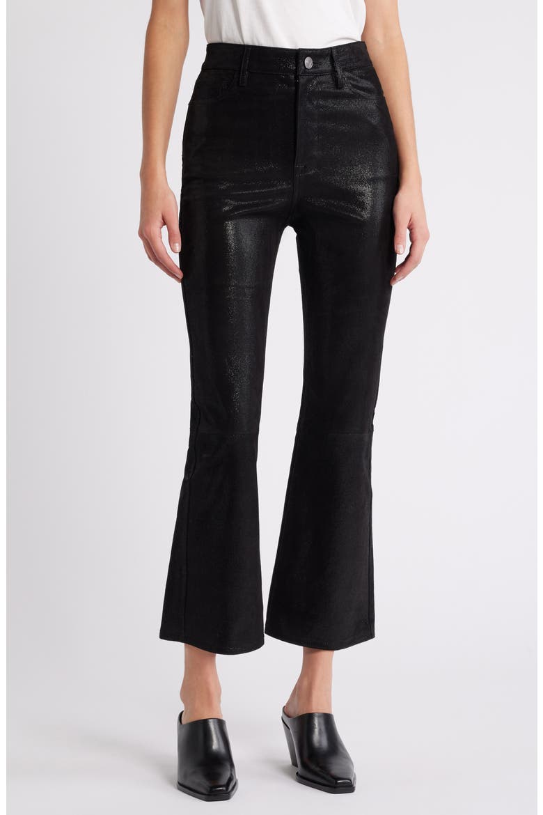 Le Crop Mini Bootcut Suede Pants, Main, color, BLACK MULTI