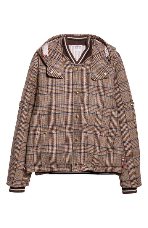 Thom Browne Hunting Wool Tweed Down Bomber Jacket In Brown