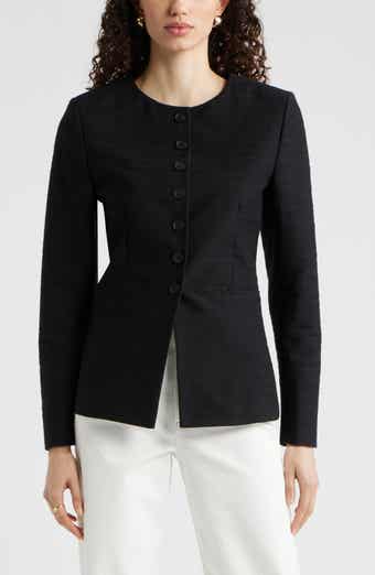 Collarless Textured Jacket