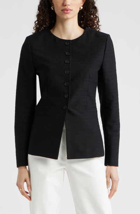 Collarless Textured Jacket