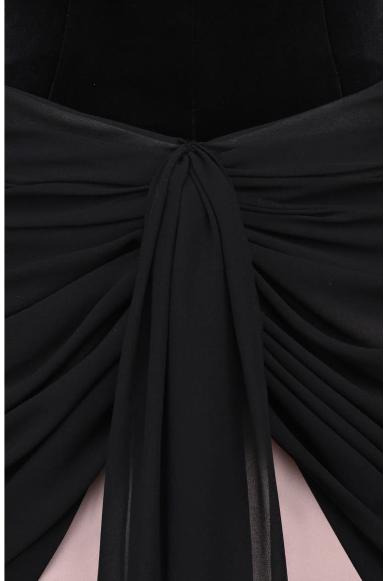 Clara Velvet & Chiffon Cocktail Minidress, Alternate, color, BLACK VELVET