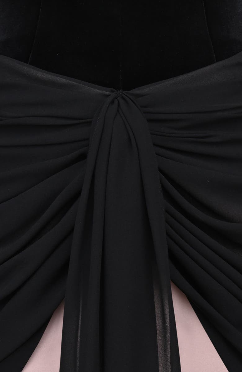 HOUSE OF CB Clara Velvet & Chiffon Cocktail Minidress, Alternate, color, Black Velvet