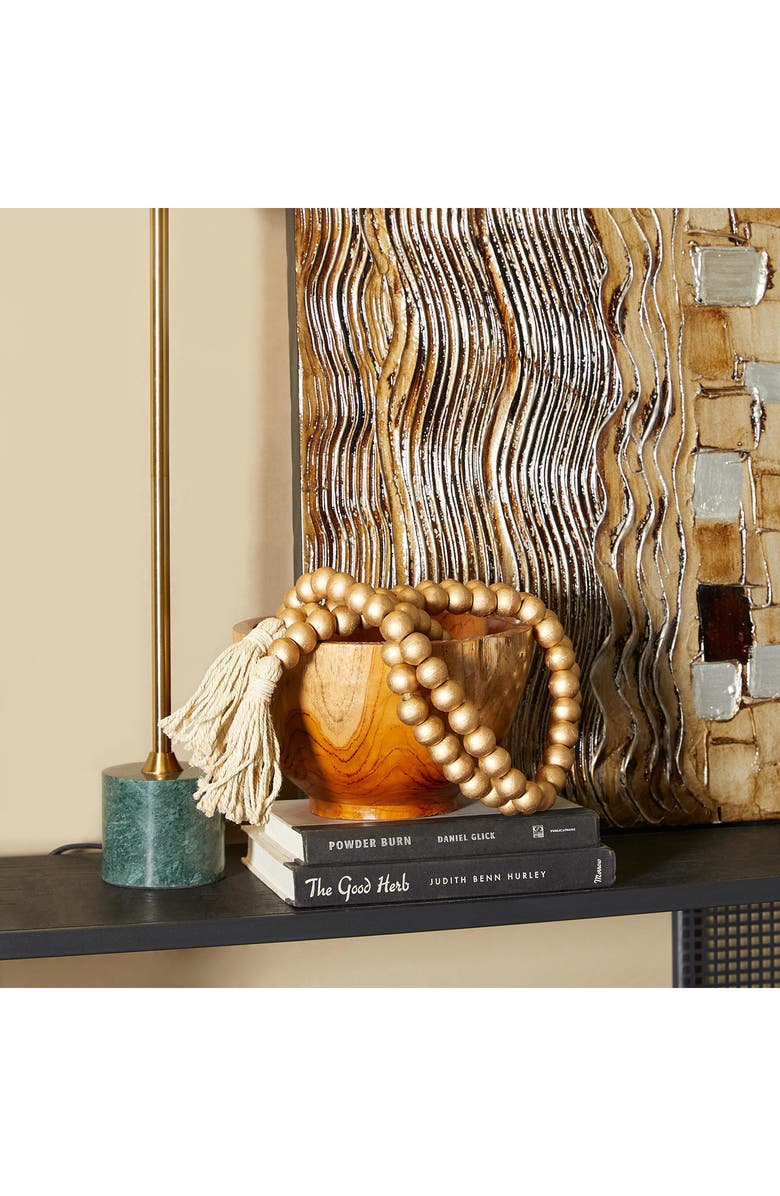 WILLOW ROW Bohemian Wood Beaded Tassel Garland, Alternate, color, Gold