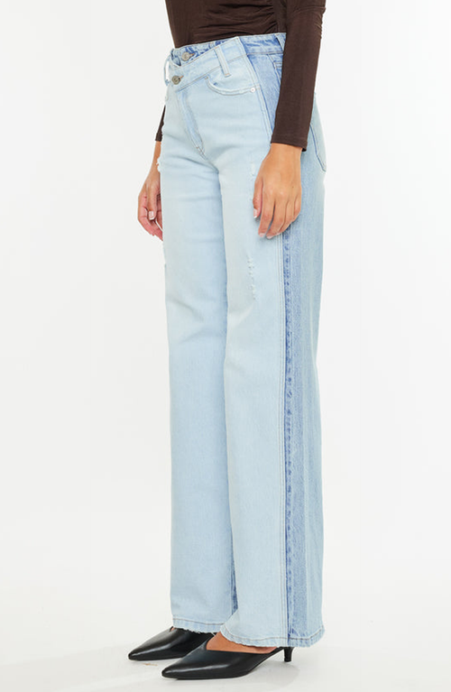 Kancan Clara High Rise Wide Leg Jeans In Light Wash