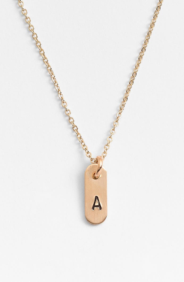 Nashelle 'Mini Initial' 14k-Gold Fill Bar Necklace, Main, color,