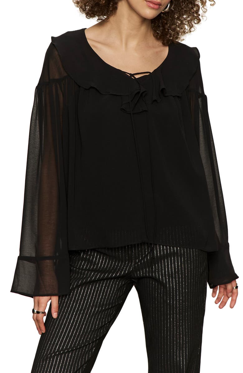 Sanctuary Secret Lover Ruffle Top, Main, color, Black