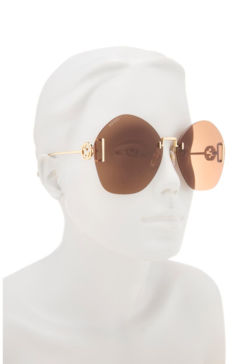 65mm Oversize Oval Sunglasses, Alternate, color, GOLD GOLD BROWN
