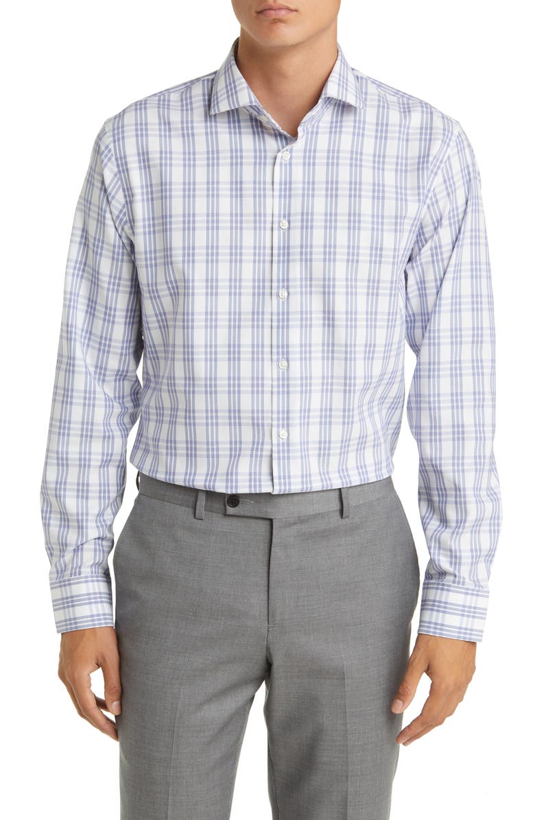 Nordstrom Tech-Smart Trim Fit Non-Iron Plaid Stretch Dress Shirt, Main, color,