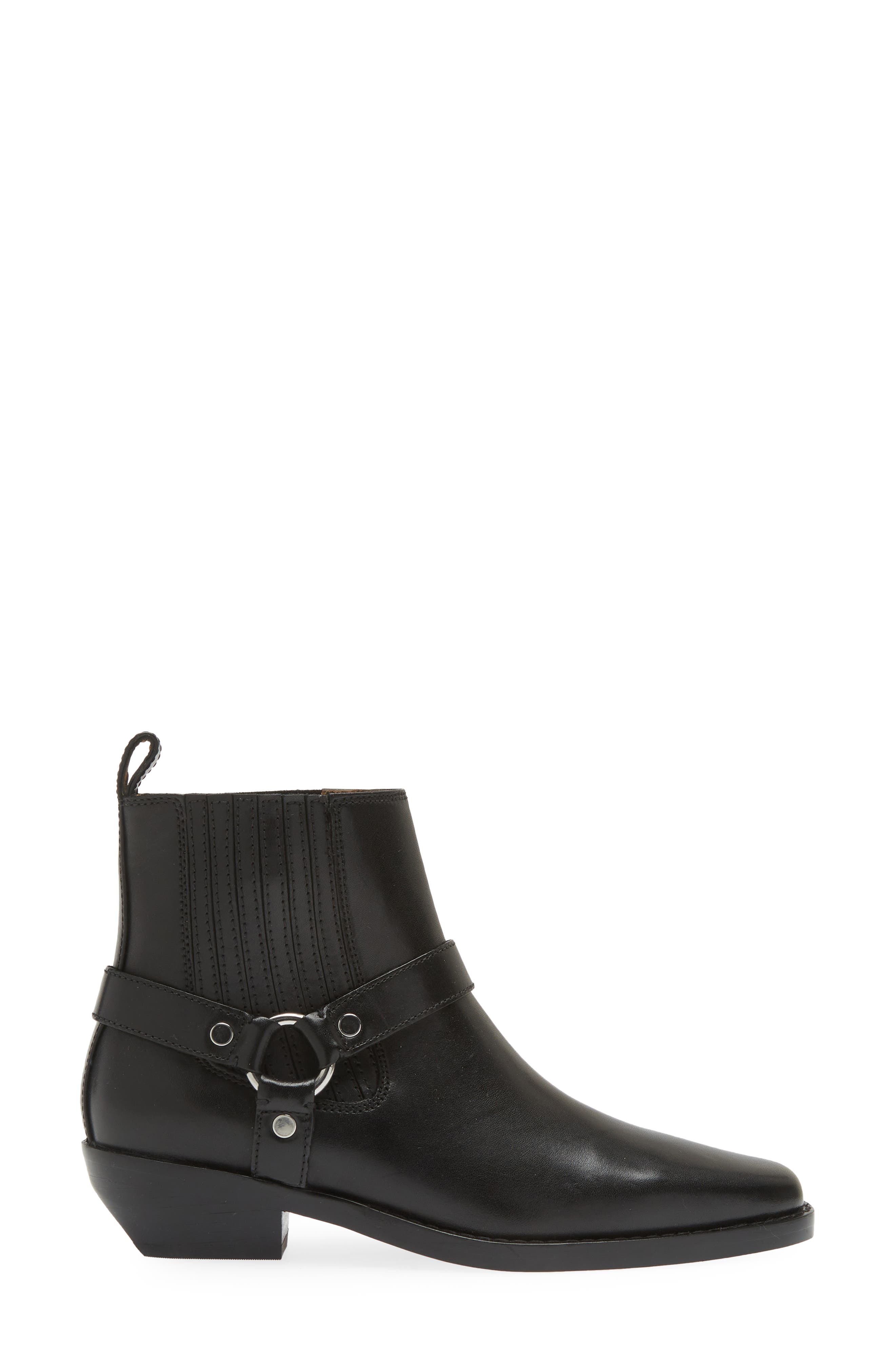 Madewell The Santiago Western Ankle Boot, Alternate, color, True Black