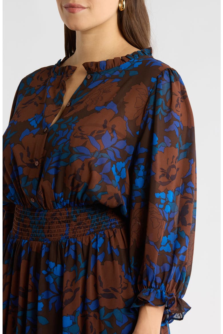 Lebanon Floral Ruffle Shirtdress, Alternate, color, BROWN-BLU