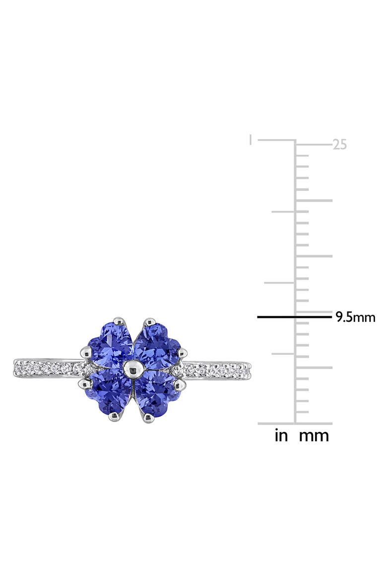 Lab Created Sapphire Flower Heart Ring, Alternate, color, BLUE