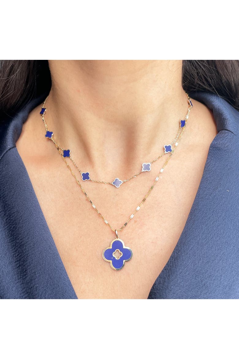Lapis Clover Cut Out Charm, Alternate, color, Lapis