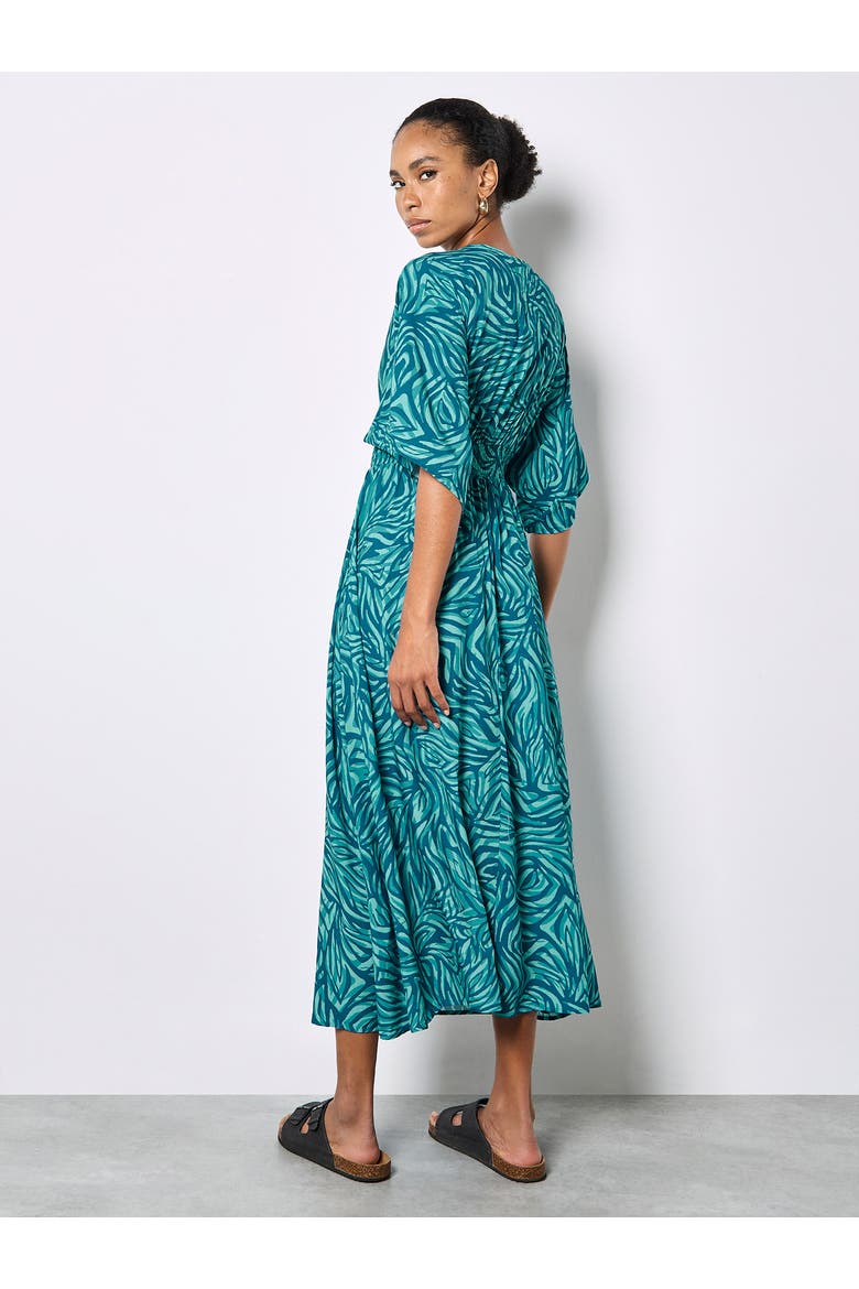 Zebra Swirl Tassel Detail Maxi Dress, Alternate, color, Teal