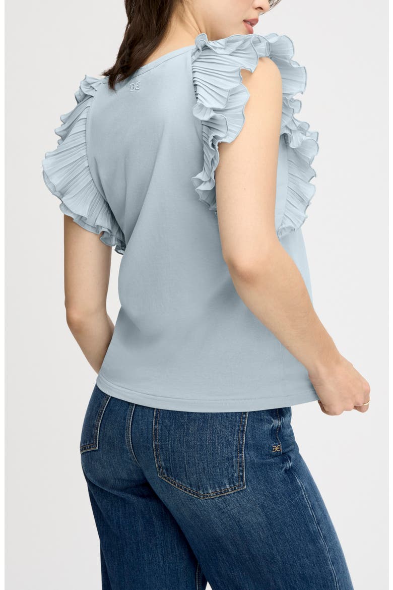 Pleated Ruffle Sleeve Top, Alternate, color, SOFT BLUE