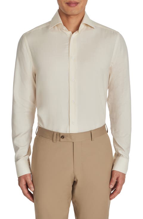 Bellamy Herringbone Cotton Blend Sport Shirt