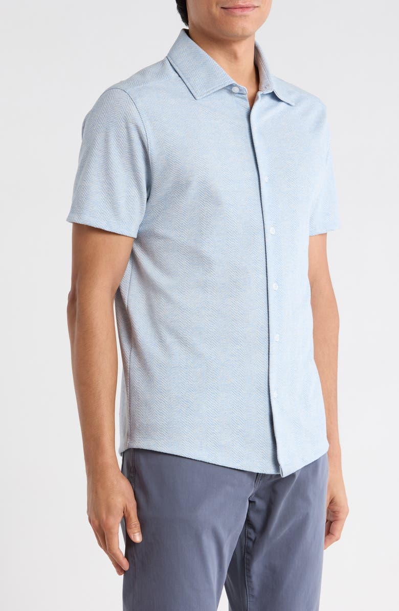 Robert Barakett Auron Knit Button-Up Shirt, Alternate, color, Powder Blue