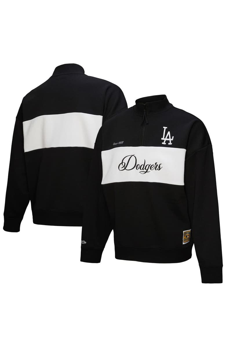 Mitchell & Ness Women's Mitchell & Ness Black Los Angeles Dodgers Quarter-Zip Pullover Top, Alternate, color, 