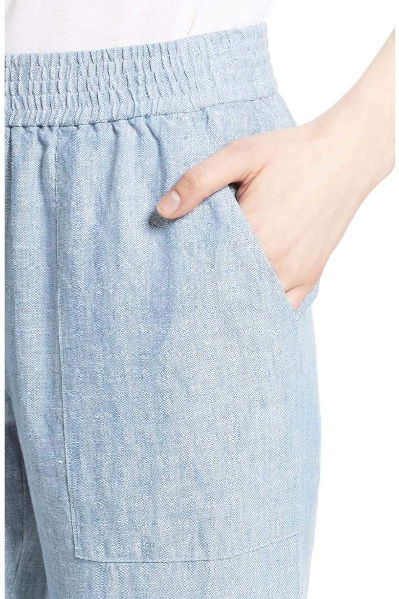 Azelie Linen Crop Pants, Alternate, color, ANTIQUE CHAMBRAY