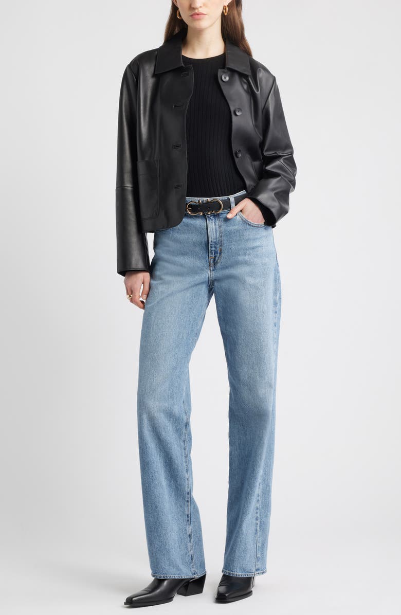 Nordstrom High Waist Straight Leg Jeans, Alternate, color, Aurora Wash