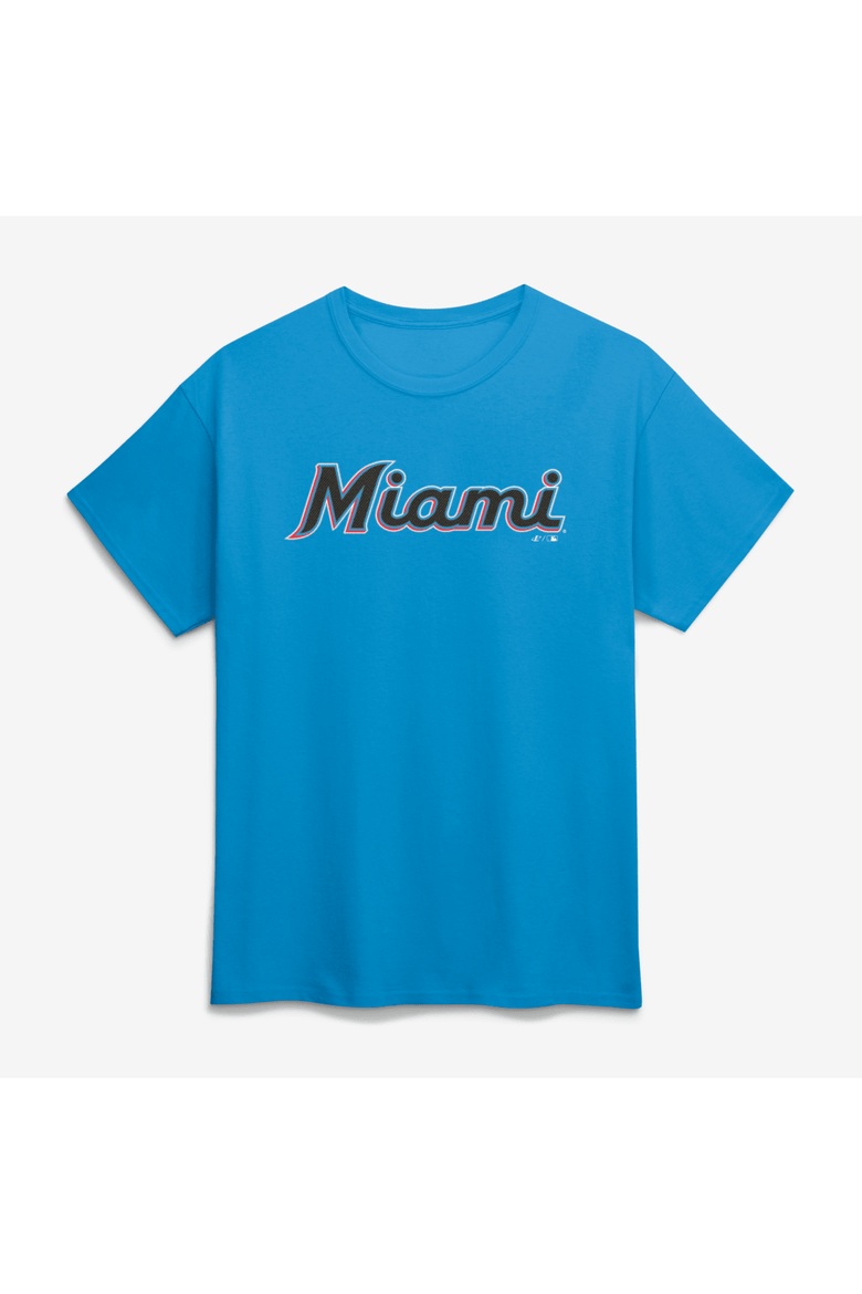 Men's Logo Athletic Teal Miami Marlins Wordmark T-Shirt, Main, color, Teal