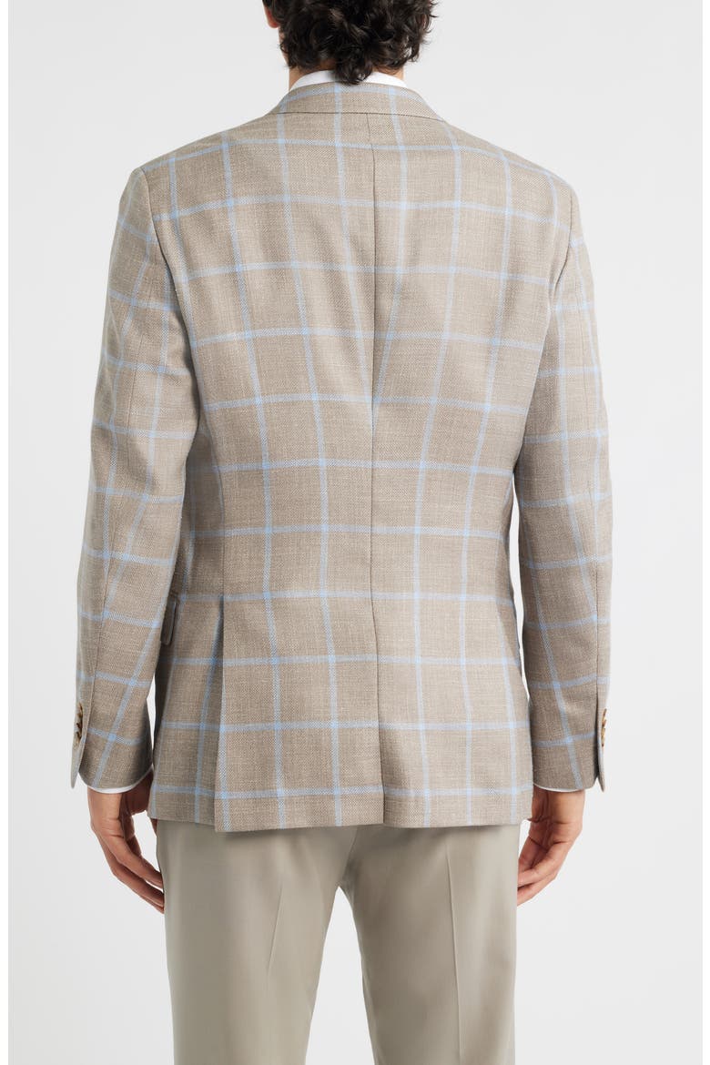 Hyperlight Soft Tan Windowpabne Check Wool & Silk Blend Sport Coat, Alternate, color, TAN