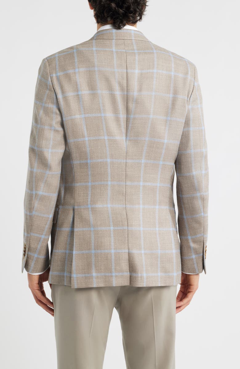 Peter Millar Hyperlight Soft Tan Windowpabne Check Wool & Silk Blend Sport Coat, Alternate, color, 