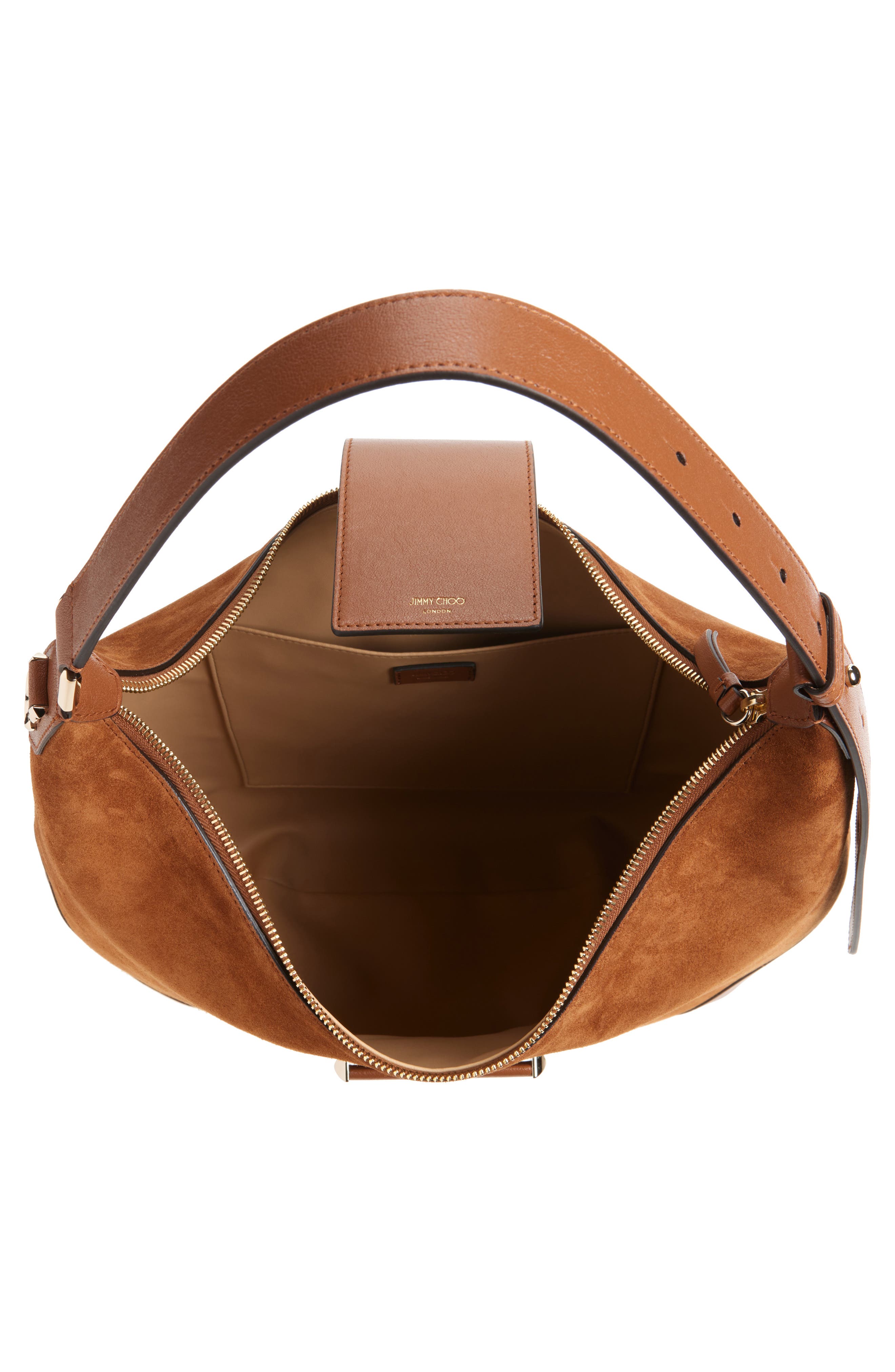 Jimmy Choo Bar Medium Leather Hobo Shoulder Bag, Alternate, color, 