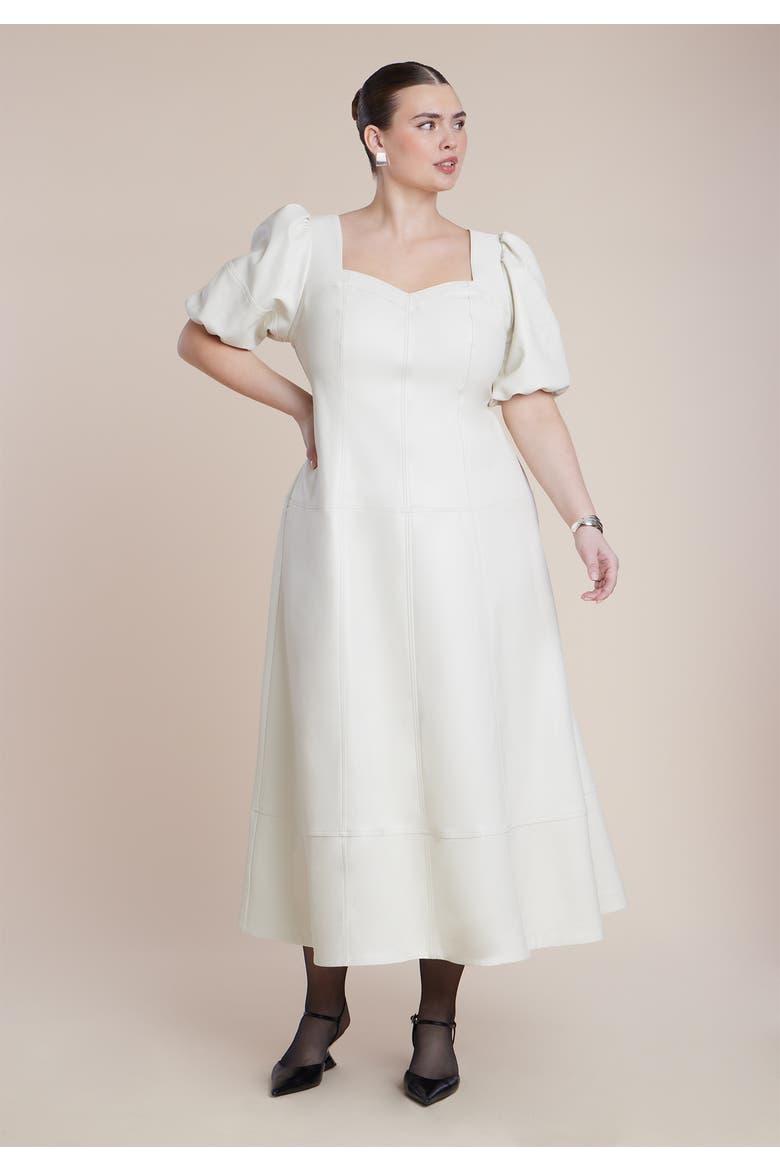Faux Leather Puff Sleeve Maxi Dress, Alternate, color, TOFU