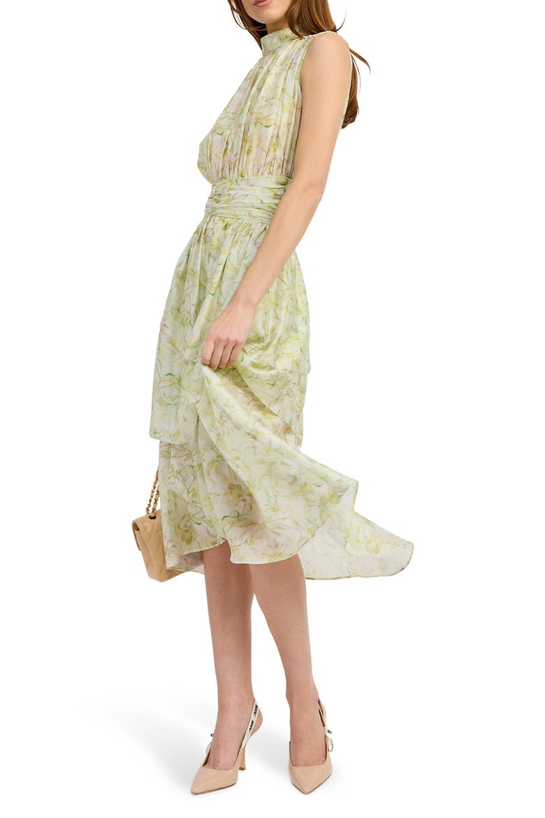 Claire Floral Sleeveless Dress, Alternate, color, SAGE YELLOW