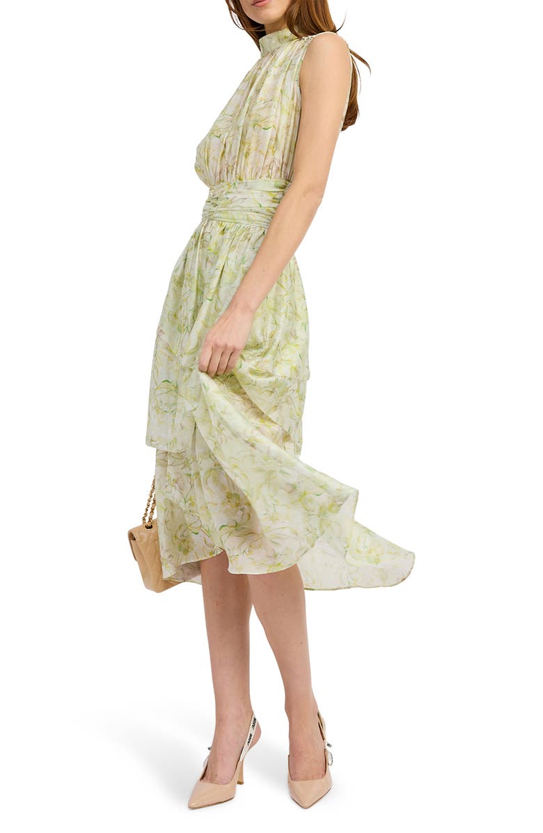 En Saison Claire Floral Sleeveless Dress, Alternate, color, Sage Yellow
