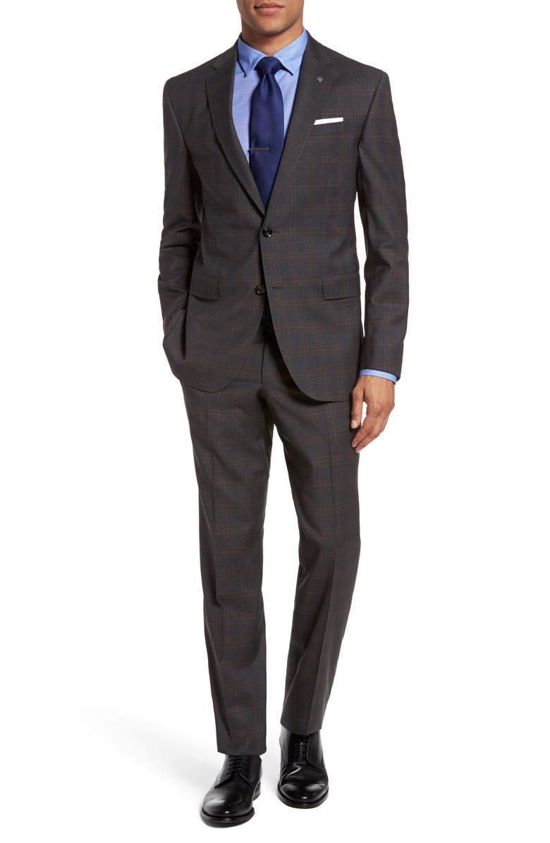 Ted Baker London Jay Trim Fit Plaid Wool Suit, Main, color,