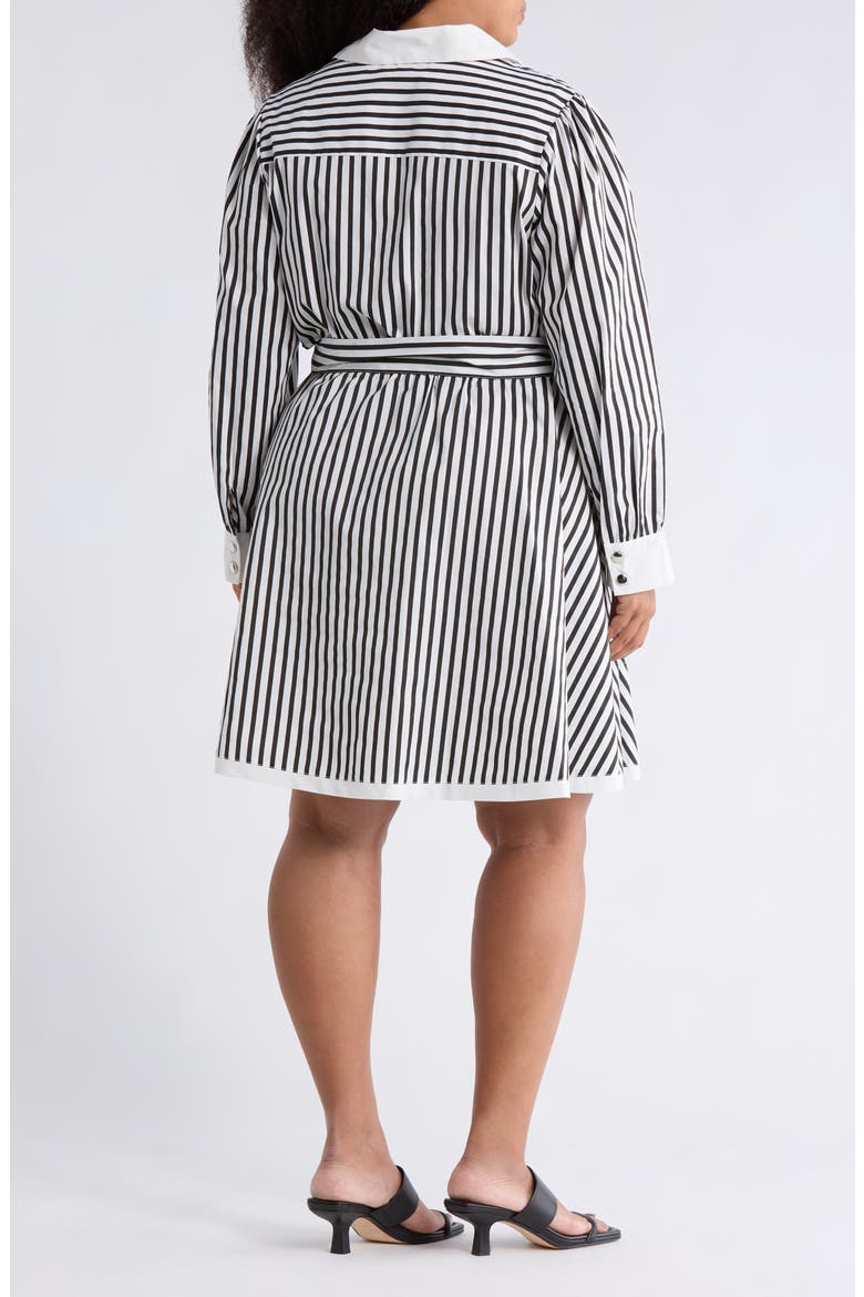 Candy Stripe Long Sleeve Shirtdress, Alternate, color, BLACK/ WHITE STRIPE