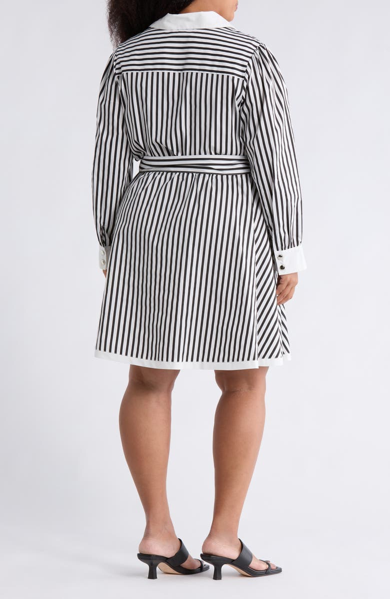 BY DESIGN Candy Stripe Long Sleeve Shirtdress, Alternate, color, Black/ White Stripe
