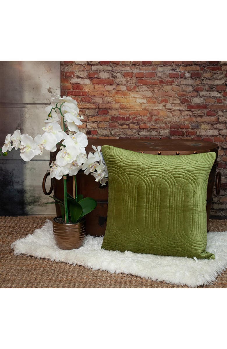 PARKLAND COLLECTION Iphis Topstitched Throw Pillow, Alternate, color, Olive