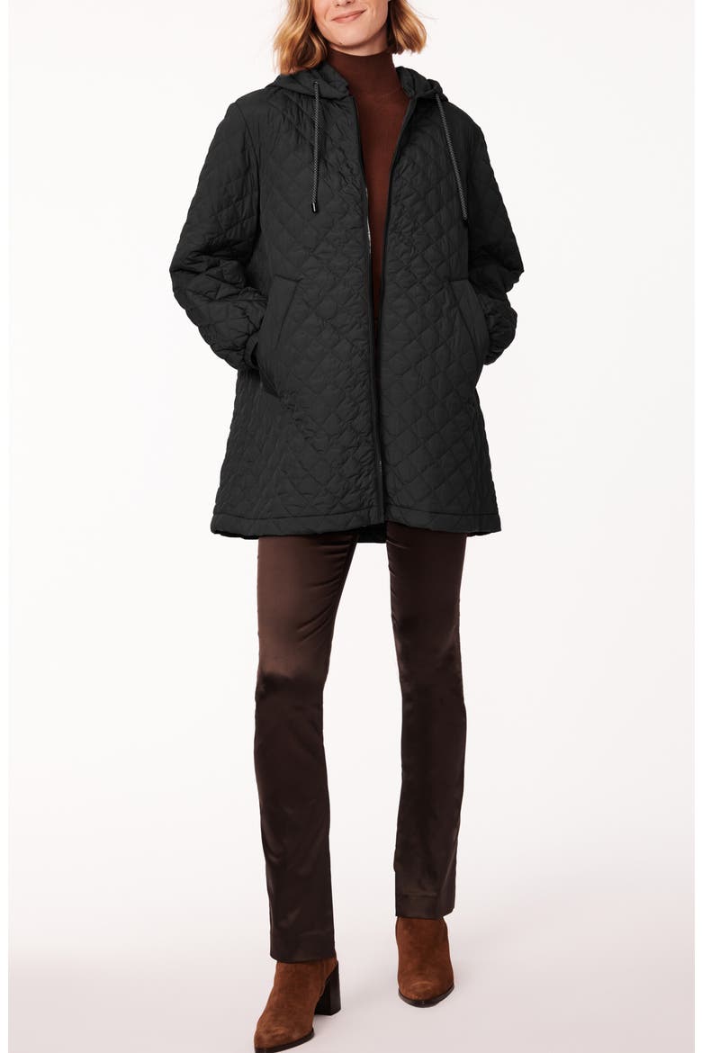 Diamond Quilted Hooded Jacket, Alternate, color, BLACK